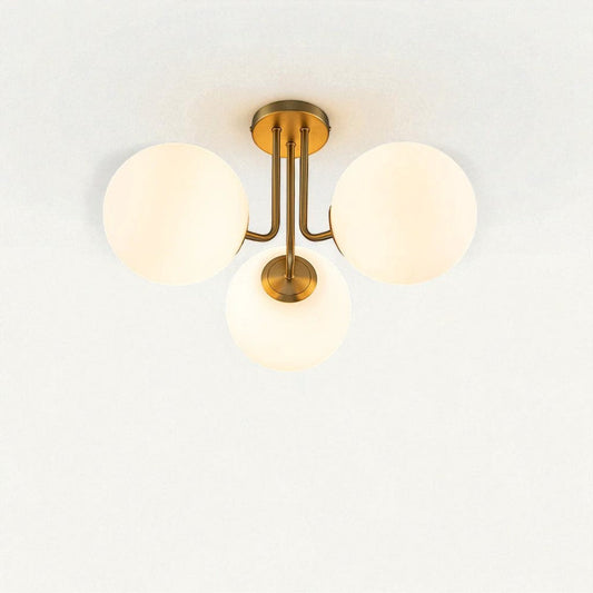 Ophelia Gold Chandelier | Mid-Century Design, Frosted Glass Globes 0