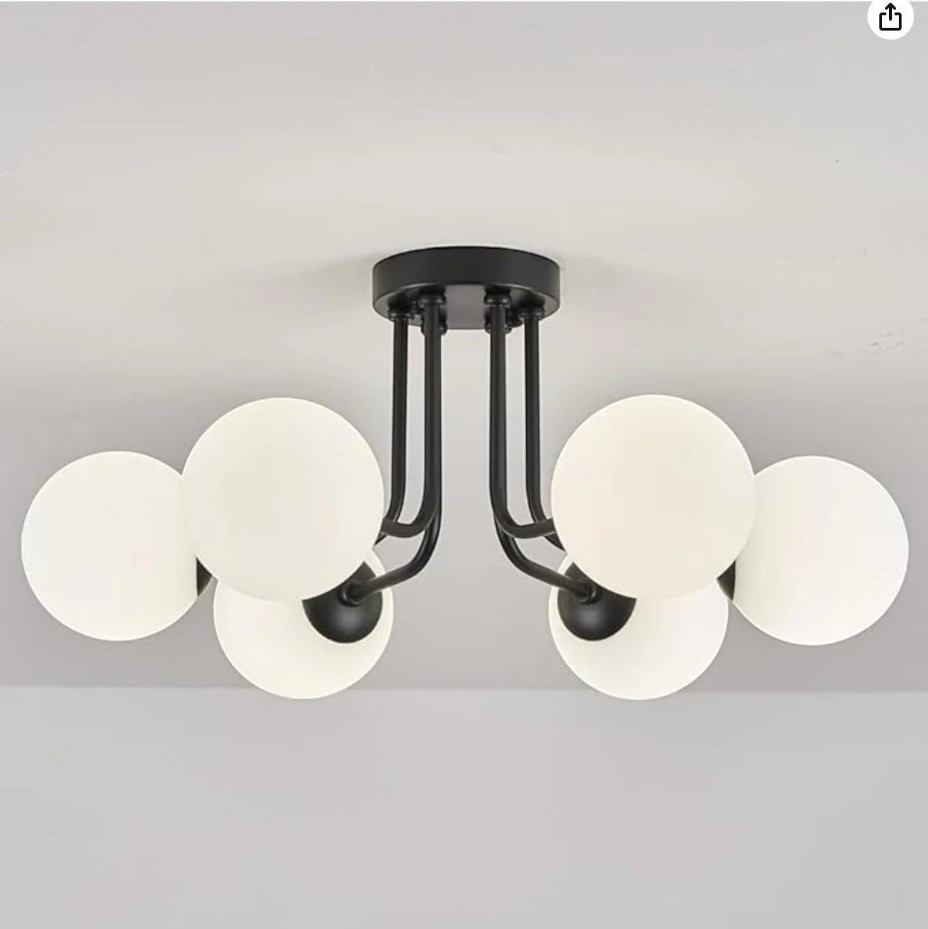 Ophelia Gold Chandelier | Mid-Century Design, Frosted Glass Globes 6