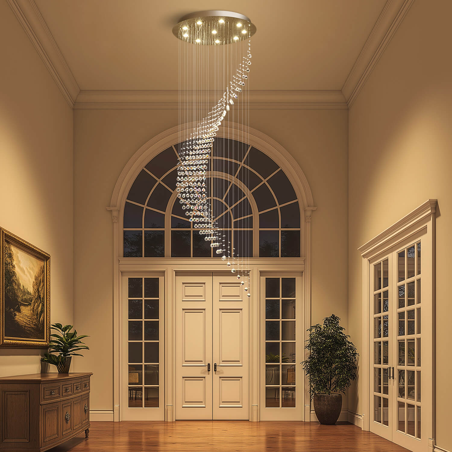 Orbitra Crystal Chandelier | Adjustable Height, Modern K9 Design 2