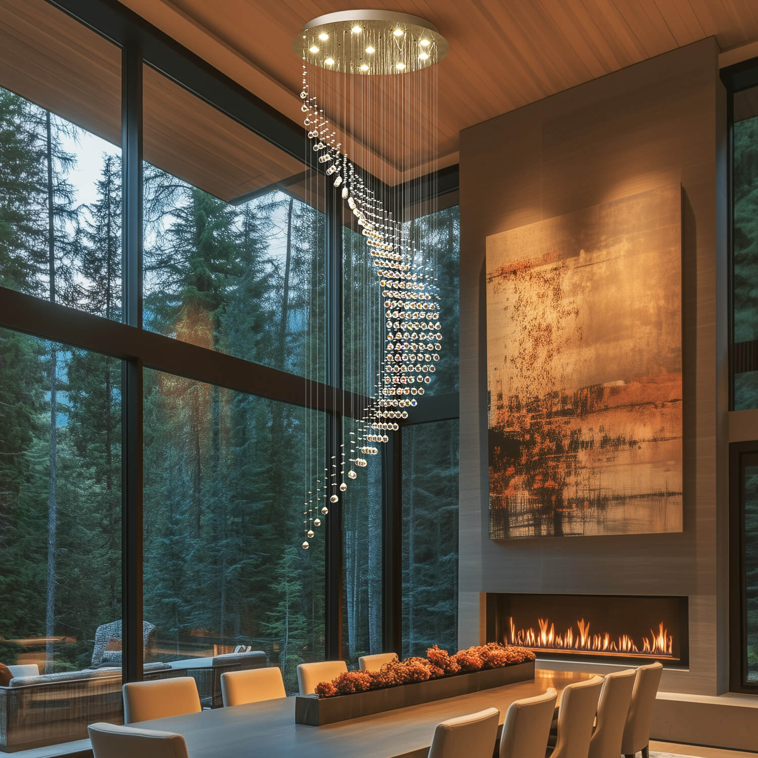 Orbitra Crystal Chandelier | Adjustable Height, Modern K9 Design 6