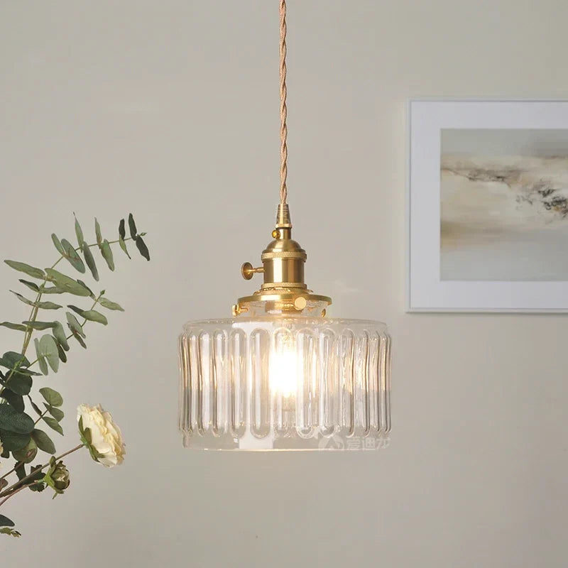Vinta Pendant Light | Ribbed Glass, Gold Finish for Kitchen Island Lighting 1