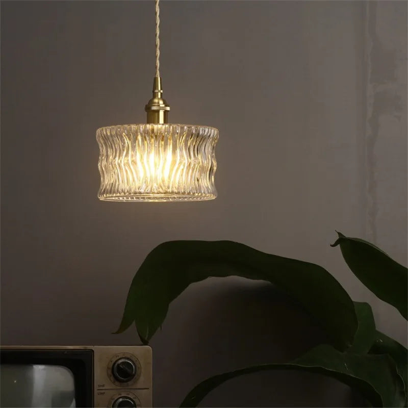Vinta Pendant Light | Ribbed Glass, Gold Finish for Kitchen Island Lighting 3
