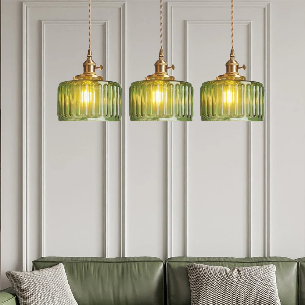 Vinta Pendant Light | Ribbed Glass, Gold Finish for Kitchen Island Lighting 9