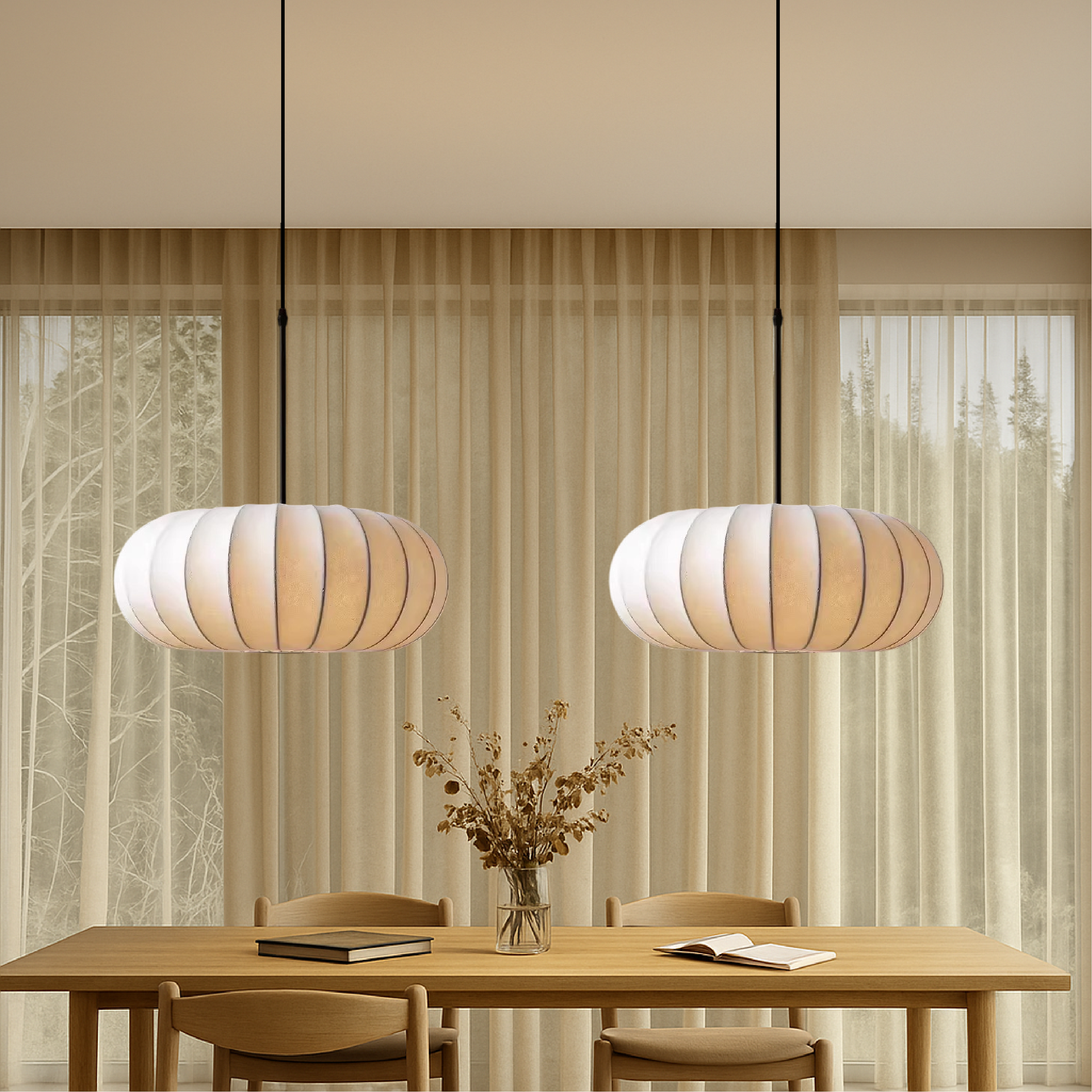 Vivid Pendant Light | Handcrafted Silk, Adjustable Height Kitchen Pendant Lighting 5