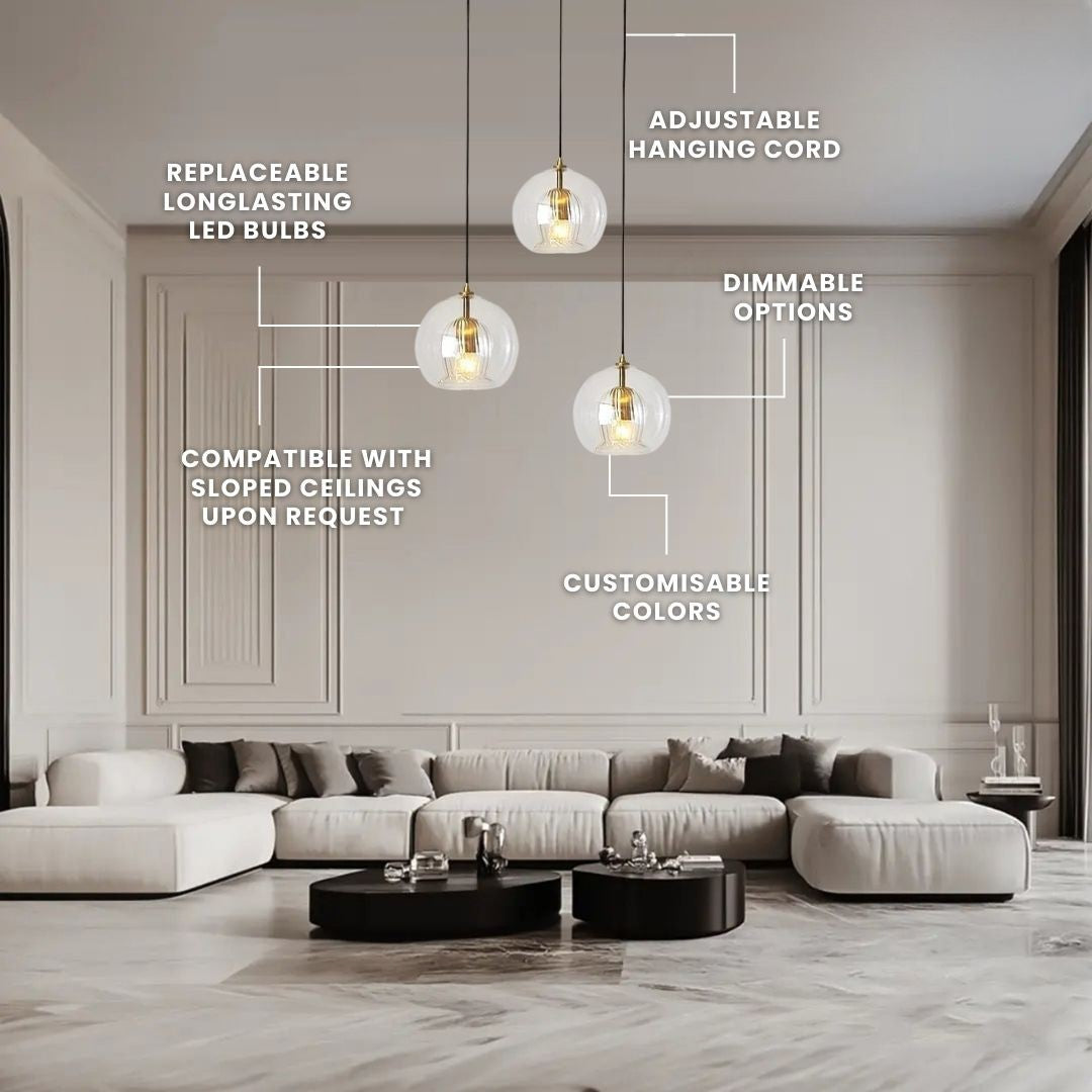Mizan Pendant Light | Handblown Glass, Unique Orbs for Kitchen and Dining